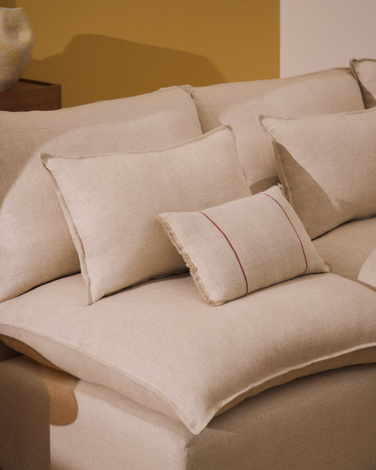 Canapé d’angle modulable déhoussable Anarela 6 places en lin et viscose beige 327 x 217 cm / 217 x 327 cm FSC Mix Credit