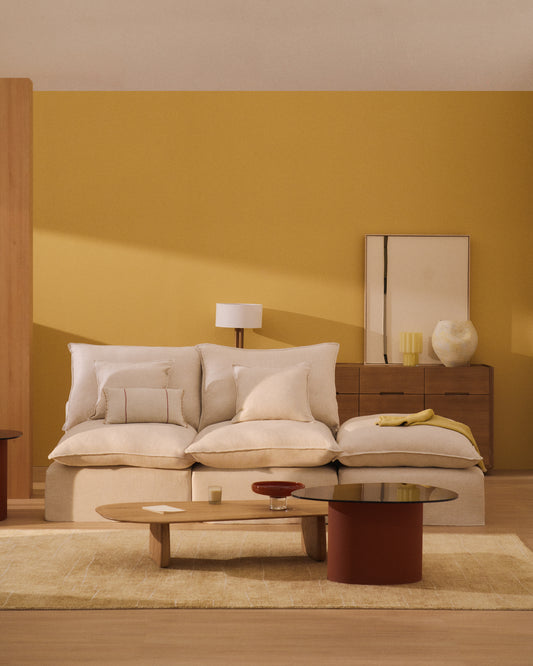 Canapé modulable déhoussable Anarela 2 places en lin et viscose beige 180 cm FSC Mix Credit