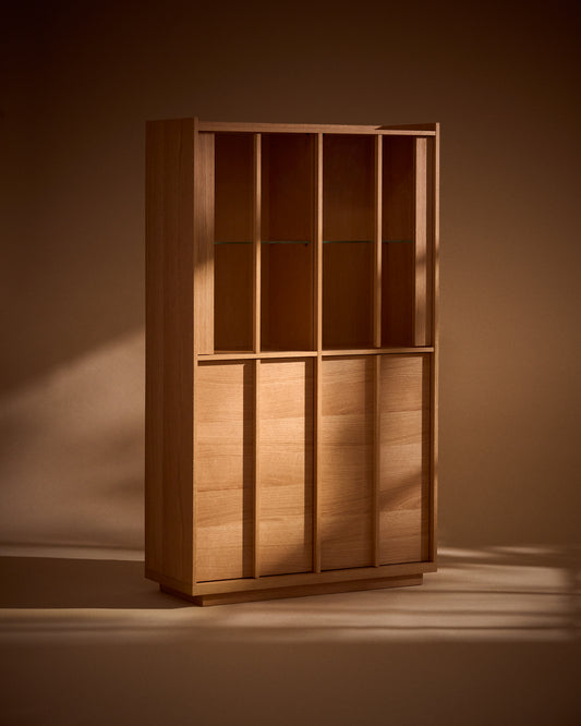 Vitrine Onix en bois de chêne et placage de chêne finition ton naturel 100 x 170 cm FSC Mix Credit