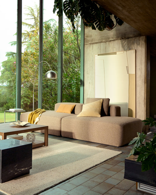 Canapé Blok 3 places en chenille marron 290 cm – FSC Mix Credit