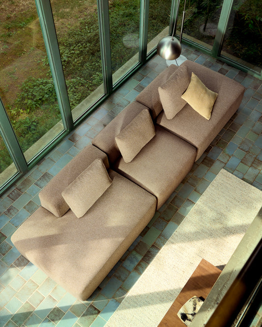 Canapé Blok 4 places en chenille marron 380 cm – FSC Mix Credit