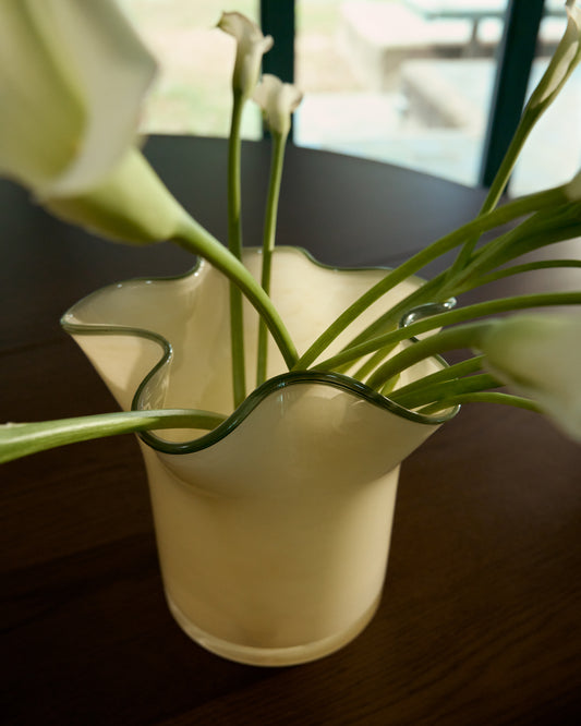 Vase Endasi en verre jaune 19,5 cm