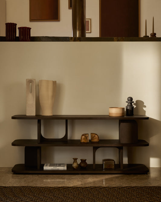 Étagère Aduma en placage de chêne avec finition ébonisée FSC 100 % 160 x 65 cm