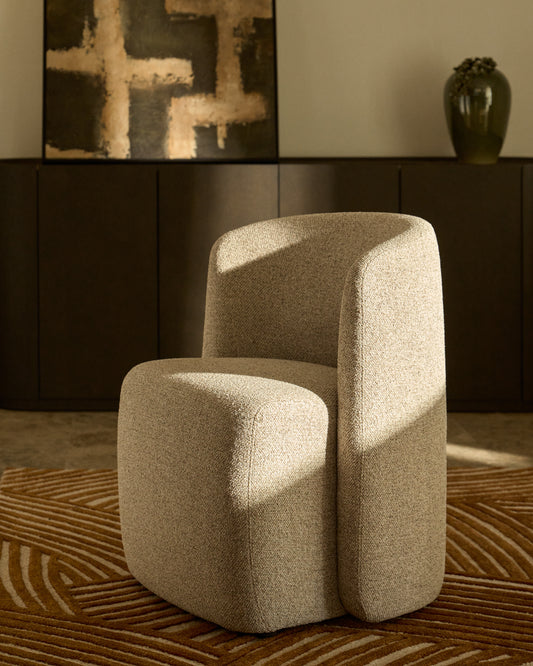 Chaise Corvena en chenille beige FSC Mix Credit