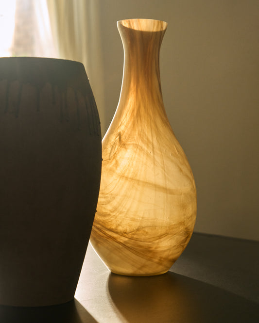 Vase Nerola en verre dans des tons marron 38 cm