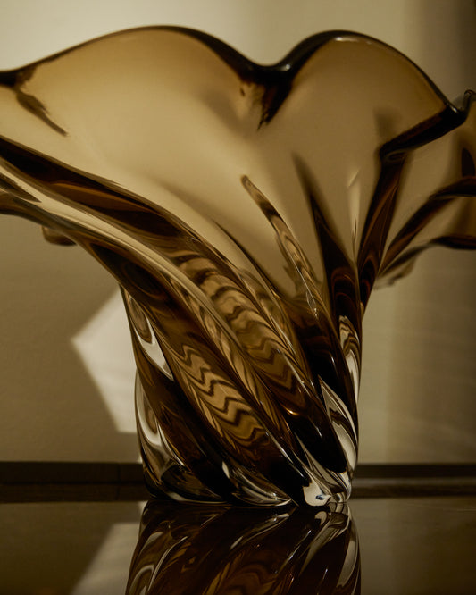 Centre de table Lurea en verre marron foncé 56 x 37 cm