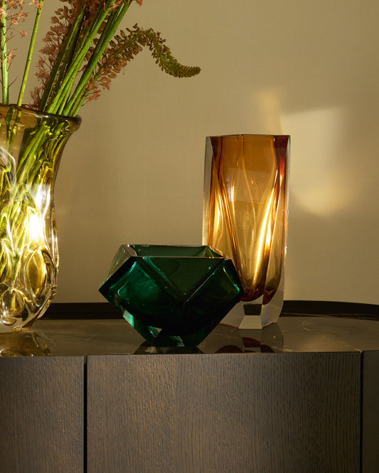Centre de table en verre Uconi vert émeraude 14 cm