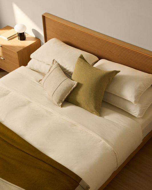 Lit Norlen en placage de chêne avec finition naturelle et lumière LED pour matelas 160 x 200 cm FSC Mix Credit