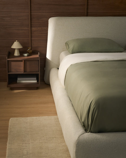 Housse pour cadre de lit Martina en chenille écrue pour matelas de 90 x 200 cm