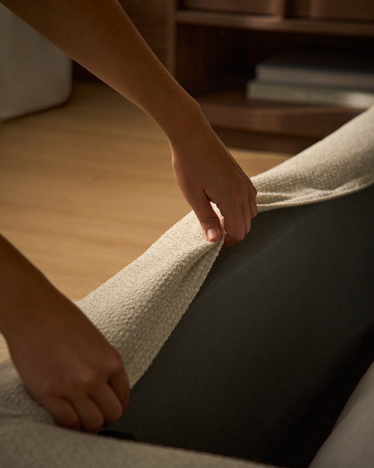 Housse pour cadre de lit Martina en chenille écrue pour matelas de 180 x 200 cm
