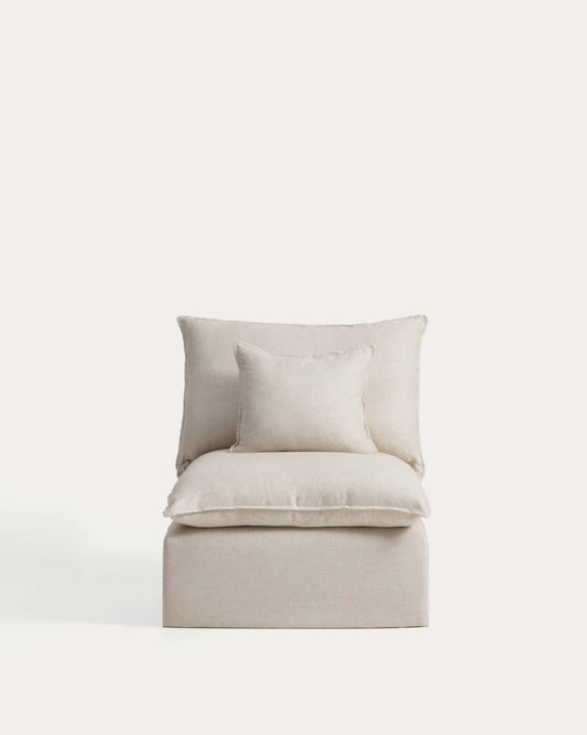 Fauteuil déhoussable Anarela en lin et viscose beige 90 cm FSC Mix Credit