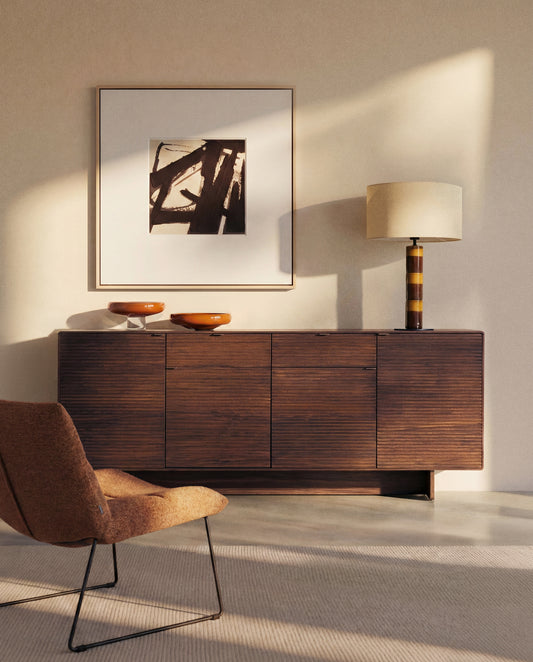 Buffet Norlen 4 portes et 2 tiroirs en placage de noyer FSC Mix Credit 194,5 x 78 cm