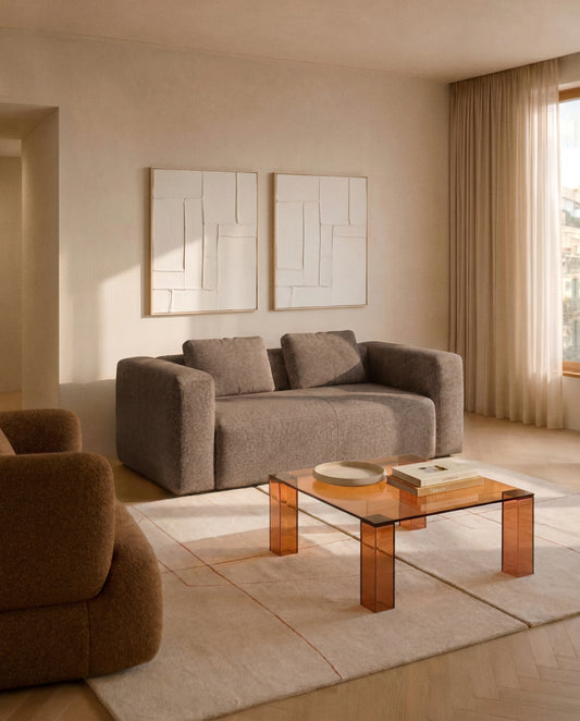 Canapé Blok 2 places en chenille marron 210 cm – FSC Mix Credit