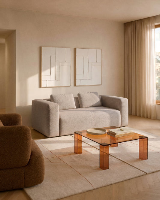 Canapé Blok 2 places en chenille beige 210 cm – FSC Mix Credit