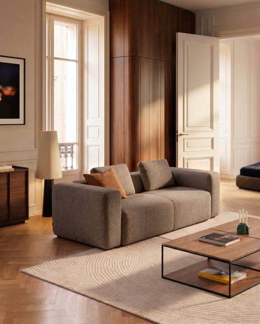 Canapé Blok 3 places en chenille marron 240 cm – FSC Mix Credit