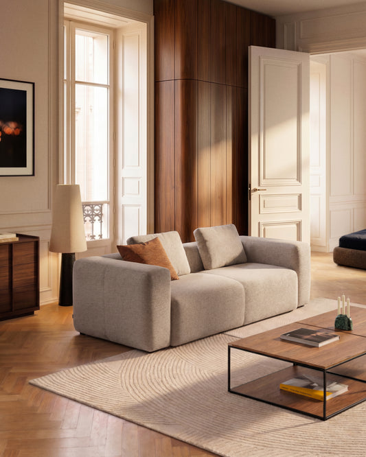 Canapé Blok 3 places en chenille beige 240 cm FSC Mix Credit