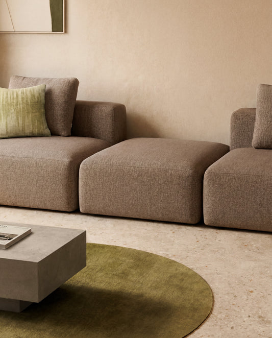 Pouf terminal Blok en chenille marron 90 x 104 cm – FSC Mix Credit