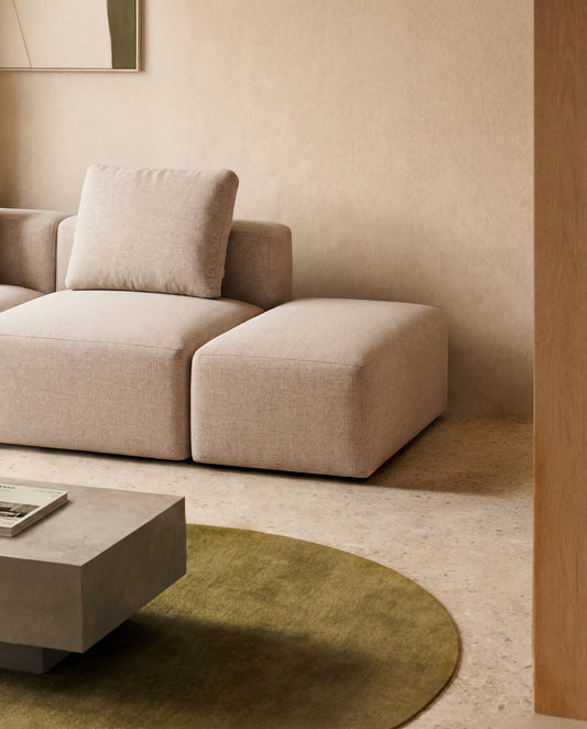 Coussin Blok en chenille beige 50 x 60 cm