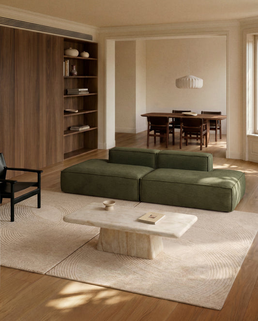 Canapé Blok 3 places en velours côtelé épais vert 290 cm – FSC Mix Credit