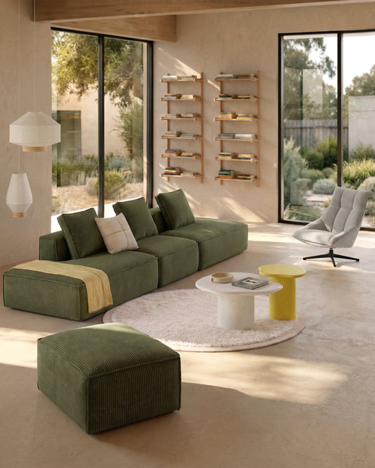 Canapé Blok 4 places en velours côtelé épais vert 380 cm – FSC Mix Credit