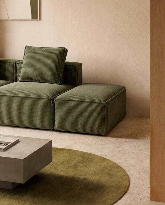 Pouf terminal Blok en velours côtelé épais vert 60 x 104 cm – FSC Mix Credit
