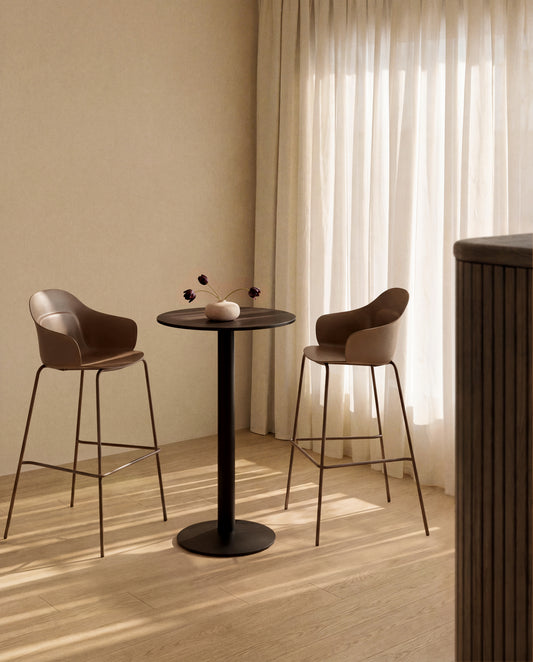 Tabouret Sanile avec pieds en acier finition marron 74 cm