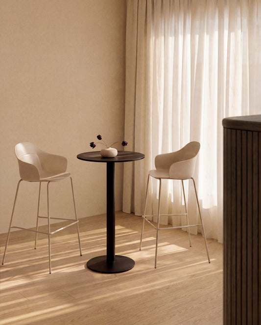 Tabouret Sanile avec pieds en acier finition beige 74 cm