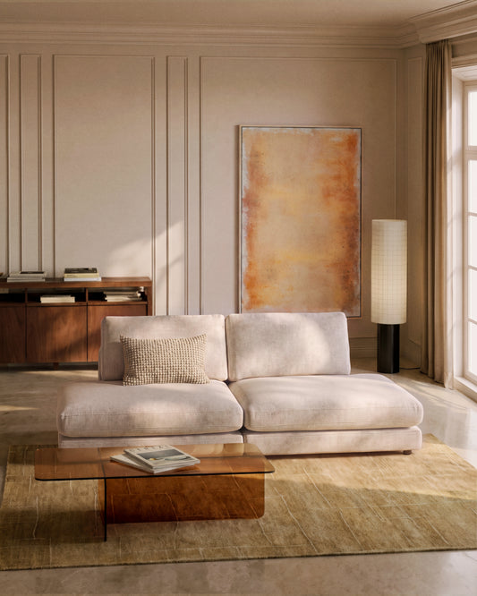 Canapé modulable Gala 3 places en micro-bouclette beige 240 cm – FSC Mix Credit