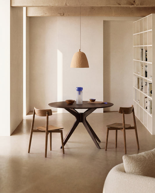 Table Ronde Naanim en placage de noyer Ø 120 cm