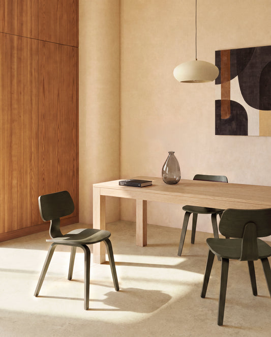 Table extensible Narevi en placage de chêne finition naturelle 210 (270) x 100 cm