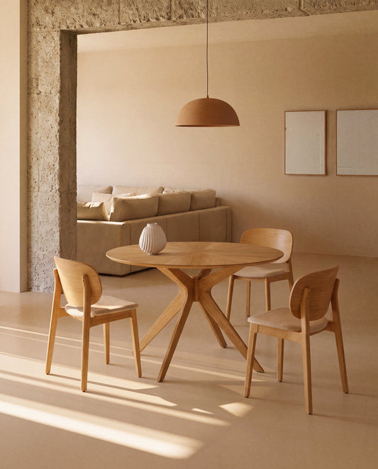 Table Ronde Naanim en placage de chêne Ø 100 cm