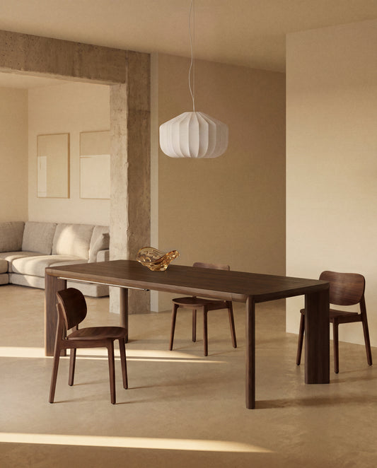 Table extensible Jondal en bois et placage de chêne avec finition ton noyer FSC 100 % 240 (320) x 100 cm