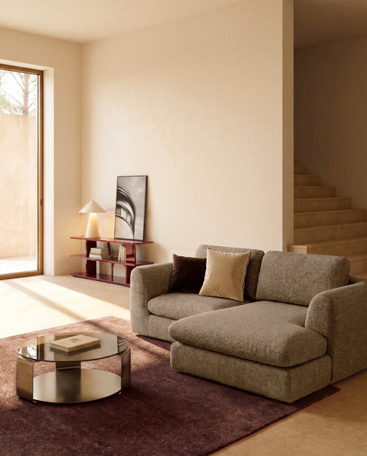 Canapé Vera 3 places avec méridienne gauche marron clair 232 cm FSC Mix Credit