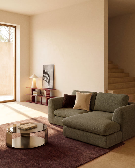 Canapé Vera 3 places avec méridienne gauche vert olive 232 cm FSC Mix Credit