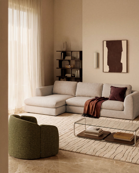 Canapé Vera 4 places avec méridienne gauche beige 322 cm FSC Mix Credit