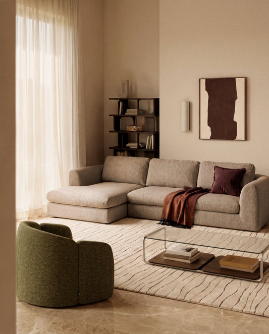 Canapé Vera 4 places avec méridienne droite marron clair 322 cm FSC Mix Credit