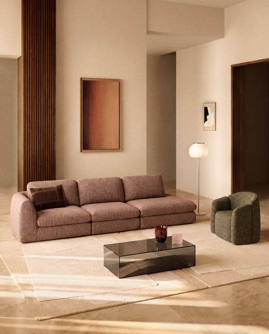 Canapé Vera 4 places avec pouf terminal droit terre cuite 322 cm FSC Mix Credit
