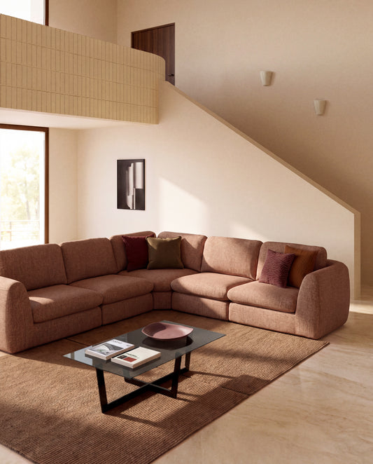 Canapé d'angle Vera 5 places terre cuite 330 x 330 cm FSC Mix Credit
