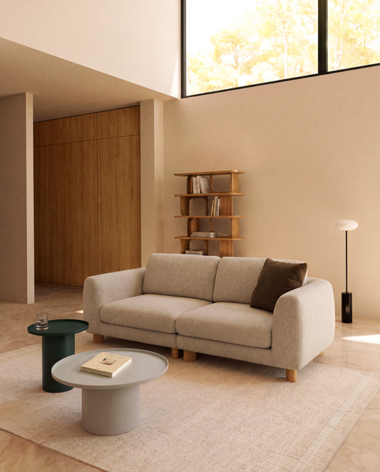 Canapé Vera 3 places beige avec pieds en frêne  finition naturelle 230 cm FSC Mix Credit