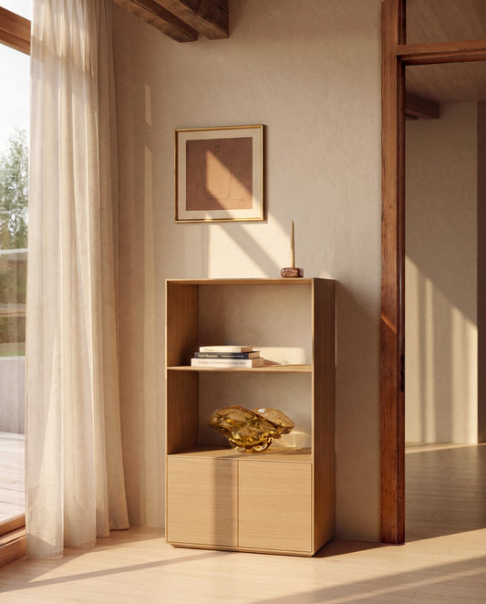 Étagère Visala avec 1 étagère visible en placage de chêne 60 x 106 cm FSC Mix Credit