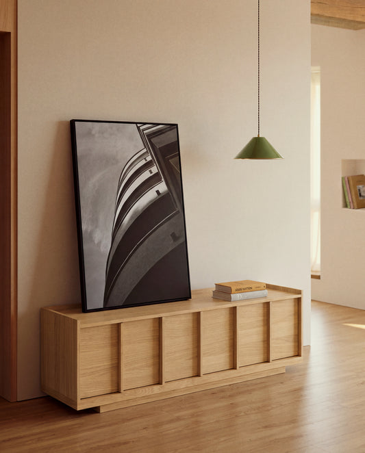 Meuble TV Onix en placage de chêne finition ton naturel 150 x 47 cm FSC Mix Credit