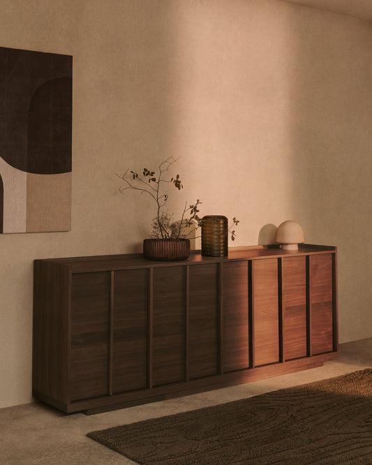 Buffet Onix en placage de noyer finition foncée 200 x 80 cm FSC Mix Credit