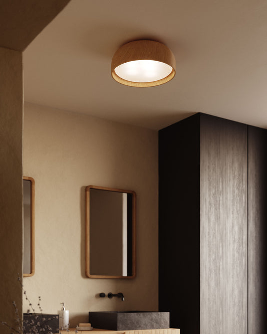Lampe de plafond Xaviera finition effet bois de chêne