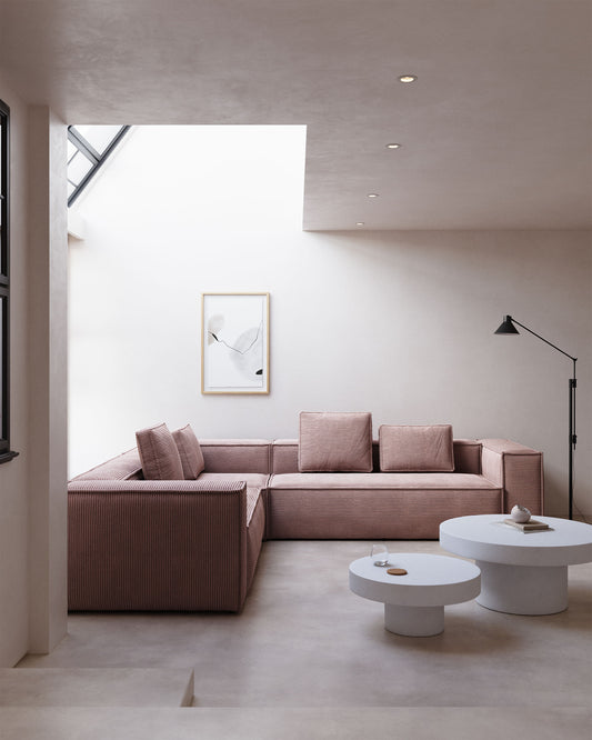 Canapé d’angle Blok 5 places beige 320 x 290 cm / 290 x 320 cm FR