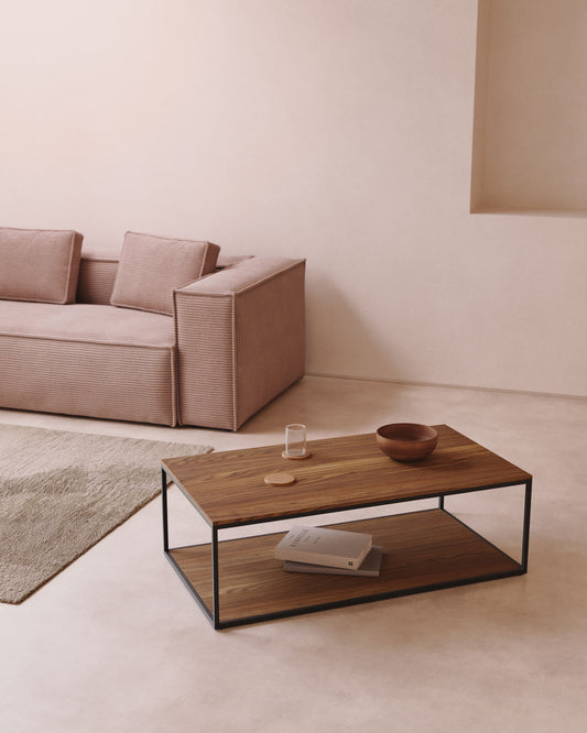 Table basse Yoana en placage de noyer et structure en métal noir 110 x 60 cm