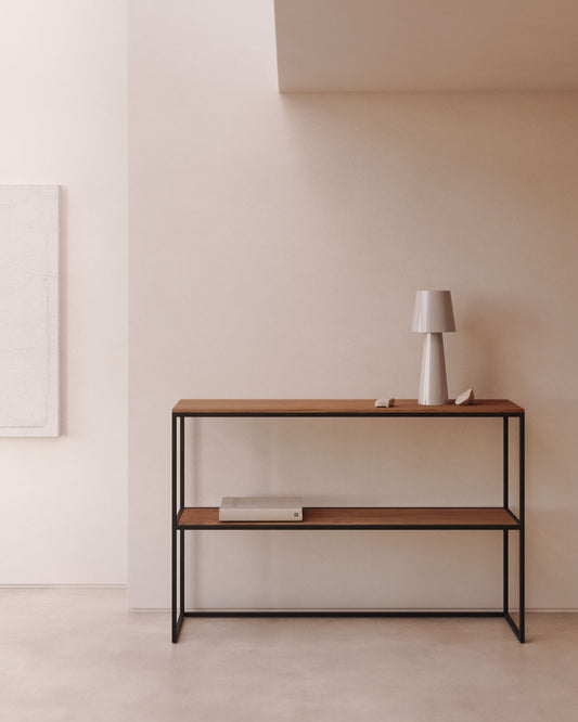 Console Yoana en placage de noyer et structure en métal noir 120 x 80 cm