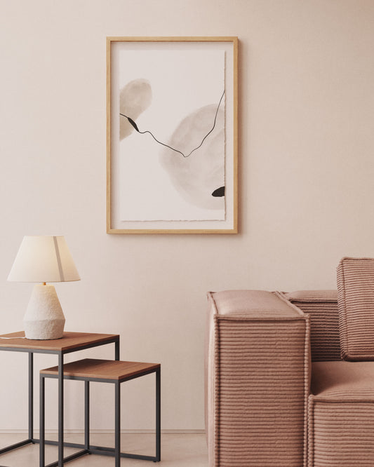Tableau abstrait Torroella blanc, marron et gris 60 x 90 cm