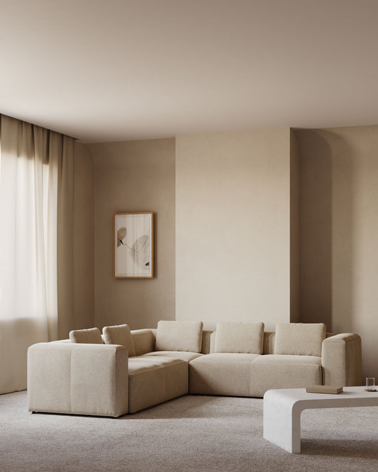 Canapé d’angle Blok 5 places beige 320 x 290 cm / 290 x 320 cm FR