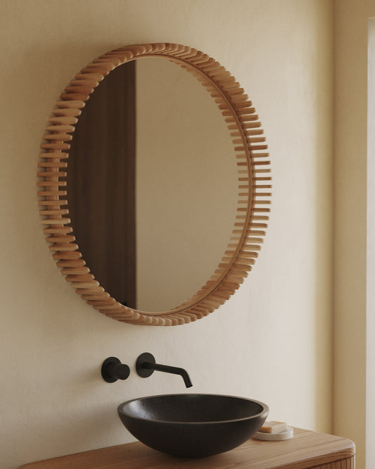 Miroir Polke en teck Ø 80 cm