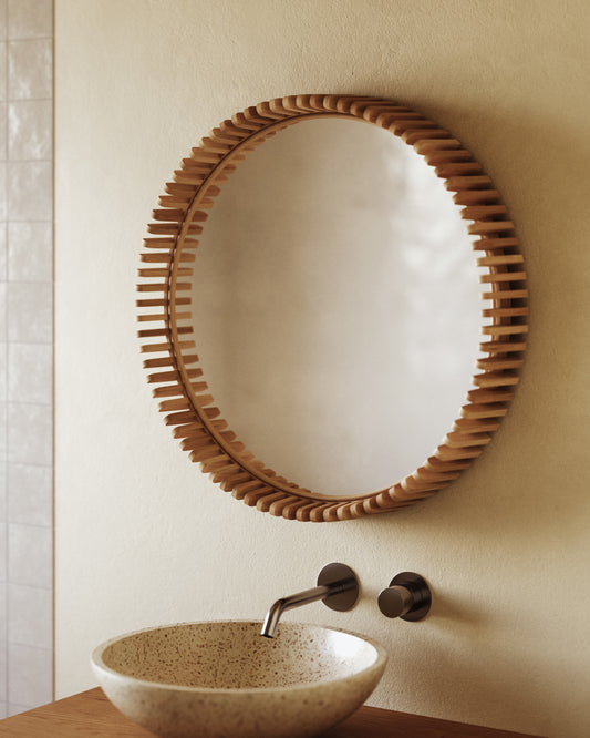 Miroir Polke en teck Ø 60 cm